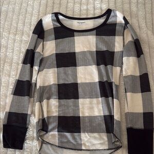 Old Navy Black and White Plaid Long Sleeve Top